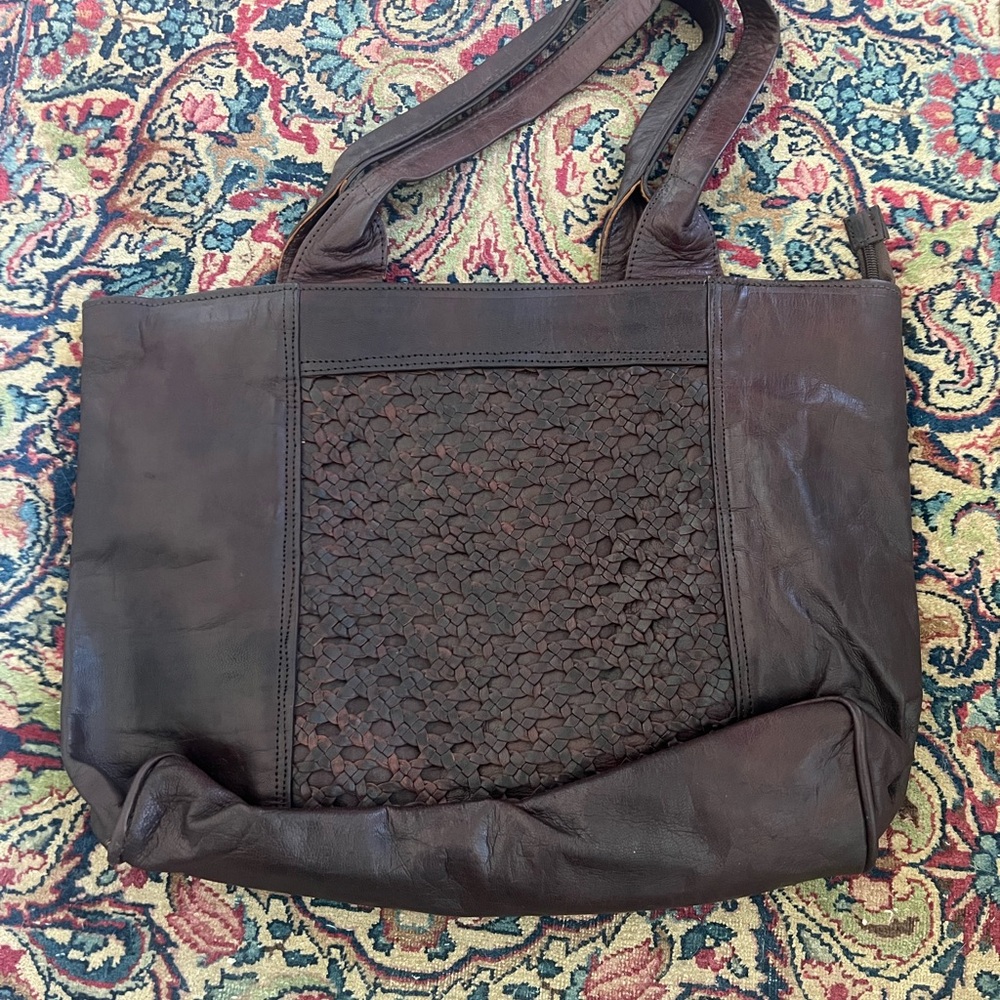 Elegant Brown Leather Tote Bag